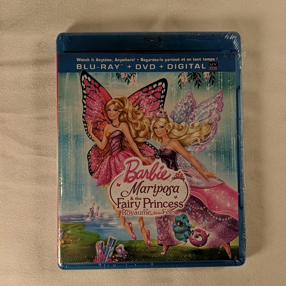 SEALED NEW Barbie Mariposa and the Fairy Princess Biligual Blu-ray DVD Digital